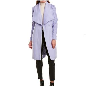 Cole Haan Signature Tie-Waist Wool-Blend Wrap Coat in Lavender Size 1X